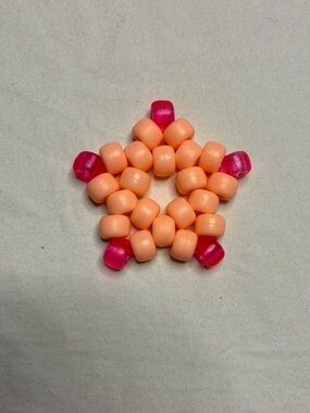 Peach And Hot Pink Kandi Star Pony Beads Trinket Handmade